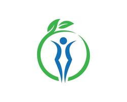kreativ wellness logotyp design med mänsklig symbol vektor begrepp mall.