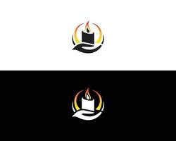 ljus ljus flamma kreativ logotyp design med hand cirkel vektor illustration.