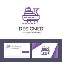 kreative visitenkarte und logo-vorlage schiffsfrachtbau-vektorillustration