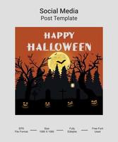 Happy Halloween Social Media Post Template Design. Kürbis mit Horror-Halloween-Konzept. vektorillustration für grußkarte, einladung, webbannerwerbung, poster. vektor