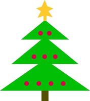 grüner weihnachtsbaum mit lichtern und einem stern. vektor