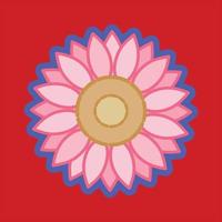 Mandala-Blume auf rotem Hintergrund mit einigen rosafarbenen Farben darauf vektor