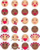 vektor tecknad serie emoji blandad uttryck i kärlek man och kvinna