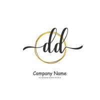 dd Anfangshandschrift und Signatur-Logo-Design mit Kreis. schönes design handgeschriebenes logo für mode, team, hochzeit, luxuslogo. vektor