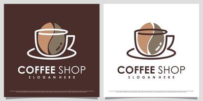 kaffe logotyp design mall för Kafé eller restaurang med kopp ikon och kreativ element vektor