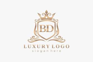bd aa Buchstabe Royal Luxury Logo Vorlage in Vektorgrafiken für Restaurant, Lizenzgebühren, Boutique, Café, Hotel, heraldisch, Schmuck, Mode und andere Vektorillustrationen. vektor