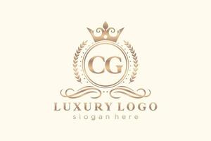 första cg brev kunglig lyx logotyp mall i vektor konst för restaurang, kungligheter, boutique, Kafé, hotell, heraldisk, Smycken, mode och Övrig vektor illustration.