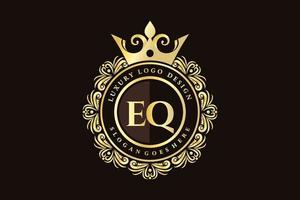 eq anfangsbuchstabe gold kalligrafisch feminin floral handgezeichnet heraldisch monogramm antik vintage stil luxus logo design premium vektor