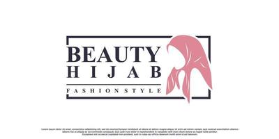 hijab kvinnor logotyp design med kreativ begrepp och företag kort tamplate vektor