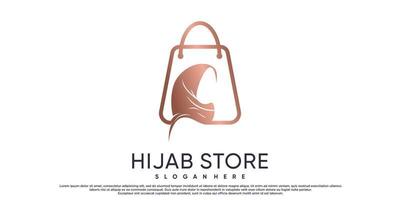 hijab store oder hijab shop logo design mit kreativem modernem konzept premium vektor