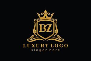 Royal Luxury Logo-Vorlage mit anfänglichem bz-Buchstaben in Vektorgrafiken für Restaurant, Lizenzgebühren, Boutique, Café, Hotel, Heraldik, Schmuck, Mode und andere Vektorillustrationen. vektor