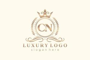 första cn brev kunglig lyx logotyp mall i vektor konst för restaurang, kungligheter, boutique, Kafé, hotell, heraldisk, Smycken, mode och Övrig vektor illustration.