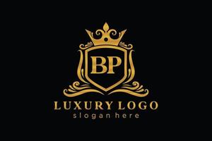 Royal Luxury Logo-Vorlage mit anfänglichem bp-Buchstaben in Vektorgrafiken für Restaurant, Lizenzgebühren, Boutique, Café, Hotel, Heraldik, Schmuck, Mode und andere Vektorillustrationen. vektor