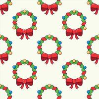 sömlös vektor mönster av tecknad serie detaljerad jul krans på ljus beige bakgrund för jul omslag, vykort, textil, Kläder etc. jul, ny år och Semester begrepp