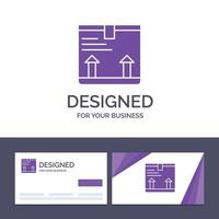 kreativ företag kort och logotyp mall leverera låda pil upp vektor illustration