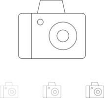 kamera Foto studio djärv och tunn svart linje ikon uppsättning vektor