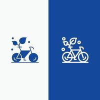 cykel eco vänlig växt miljö linje och glyf fast ikon blå baner linje och glyf fast ikon vektor