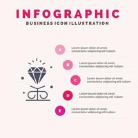diamant kärlek hjärta bröllop fast ikon infographics 5 steg presentation bakgrund vektor