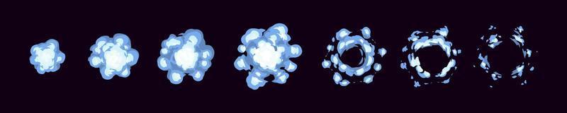 Rauchexplosions-Animations-Sprite-Blatt, VFX-Dampf vektor