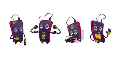 cartoon handy charakter niedlichen smartphone-set vektor