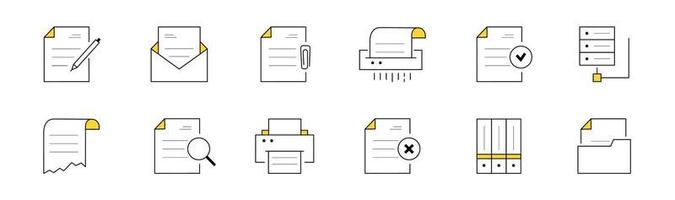 Reihe von Doodle-Symbolen arbeiten mit Dokumenten, Archiven vektor