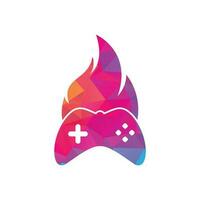 Gaming-Feuer-Logo-Symbol entwirft Vektor. Gamepad mit einem Feuer für Gaming-Logo vektor