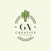 gn Anfangsbuchstabe grüner Kaktus-Logo-Vektor vektor