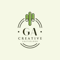 ga Anfangsbuchstabe grüner Kaktus-Logo-Vektor vektor