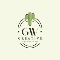 gw Anfangsbuchstabe grüner Kaktus-Logo-Vektor vektor