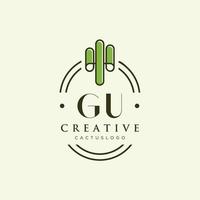 gu Anfangsbuchstabe grüner Kaktus Logo Vektor