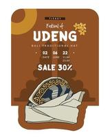 udeng balinesisches festival ticket design handgezeichnete illustration indonesische kultur vektor