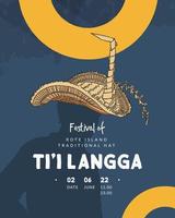 plakatdesign von ti i langga traditionellem hutfestival handgezeichneter illustration indonesischer kultur vektor
