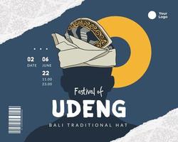 balinesisk traditionell hatt hand dragen illustration kallad udeng indonesien kultur design inspiration vektor