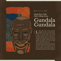 gundala gundala batak karo stam mask för regn kallelse indonesien kultur handrawn illustration vektor