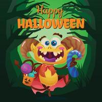 Halloween-Hintergrundillustration Cartoon-Gradienten-Süßigkeitsmonster vektor