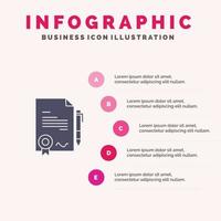 avtal certifikat Gjort handla fast ikon infographics 5 steg presentation bakgrund vektor