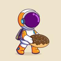 Der Astronaut trägt einen Donut für jemanden zum Nachtisch vektor