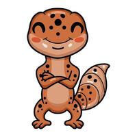 söt leopard gecko tecknad serie stående vektor