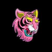 Tiger-Tierkopf mit bleibender wilder Objektsammlung mit Leopard, Tiger. Illustration für Symbol, Logo, Aufkleber, druckbar vektor