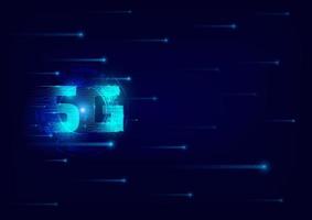 5g-Symbol mit blauem abstraktem futuristischem Hintergrund. Drahtlose Internetverbindung der 5. Generation. digitales globales netzwerk-hochgeschwindigkeitstechnologiekonzept. vektor