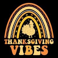 Thanksgiving Vibes T-Shirt Design, Happy Thanksgiving mit Truthahn, Thanksgiving Pie vektor