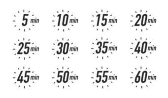 Timer-Icons Vektor schwarze Farbe gesetzt
