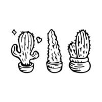 Kaktus-Doodle-Set-Vektor-Illustration vektor