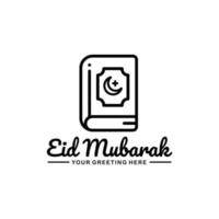 eid mubarak umriss logo design vektor