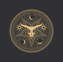 okkultes Pentagramm, Baphomet-Schädel im Pentacle-Stern vektor