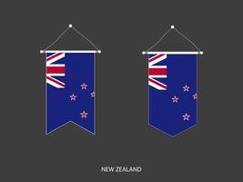 neuseeland-flagge in verschiedenen formen, fußballflaggenwimpelvektor, vektorillustration. vektor