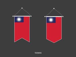 taiwan-flagge in verschiedenen form, fußballfahnenwimpelvektor, vektorillustration. vektor