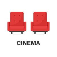Zuschauerraum und zwei rote bequeme Sessel im Kino vektor