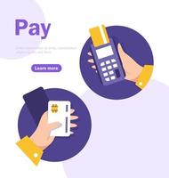 betalning med smartphone ikon, uppkopplad mobil betalning, lägenhet design ikon vektor illustration