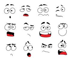 vektor leende uttryckssymboler eller emoji ansikten ikoner uppsättning